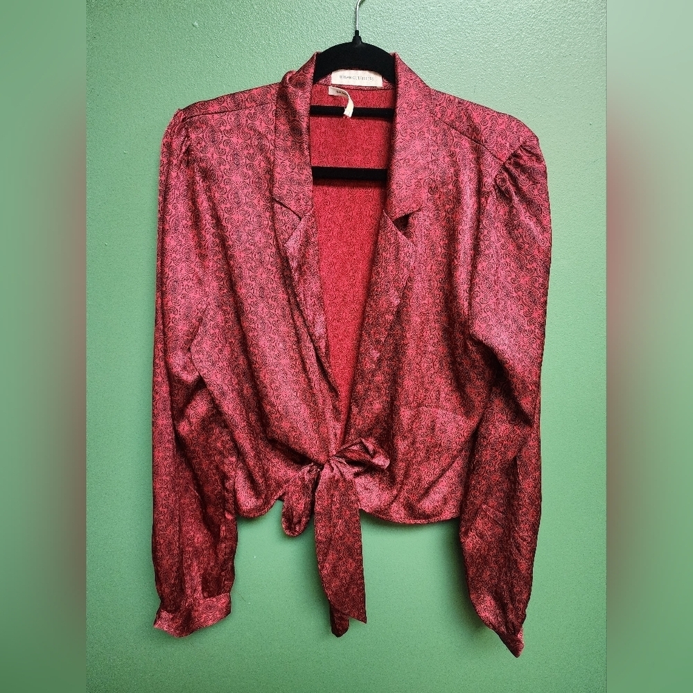 Urban Outfitters Paisley Wrap Blouse | Tie Front | Red | Size M